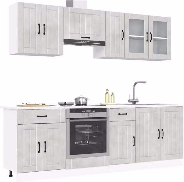 Set Mobili da Cucina 8 pz Lucca Grigio Cemento in Truciolato 3314835