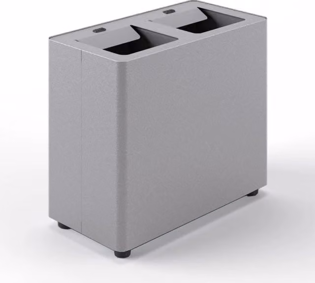 Pattumiera a 2 scomparti Giordanoshop da 24 L con contenitori interni in acciaio verniciato, colore grigio, L: 48,5 cm, P: 25,5 cm, H: 39 cm