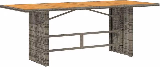 Tavolo Giardino | Tavolino da esterno Piano Legno Acacia Grigio 190x80x75 Polyrattan