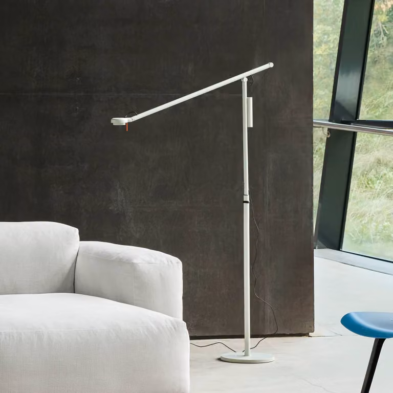 HAY Lampada da terra Fifty-Fifty, dimmerabile, Alluminio / Grigio / Zincato, Soggiorno / Sala da pranzo, Alluminio, Design, Lampada da terra