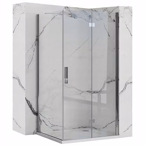 Rea - Box Doccia Molier Chrom 80X90 Cabina Doccia Senza Piatto Doccia Vetro Di Sicurezza Temperato Transparentne 6mm (Cromo) Porta: 80 Parete: 90 cm