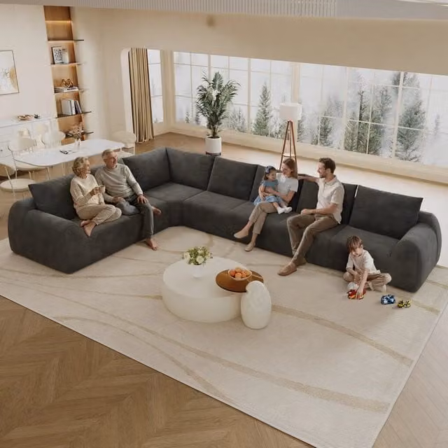 Divano angolare L Minimal grigio scuro in velluto imbottito con orientamento a sinistra