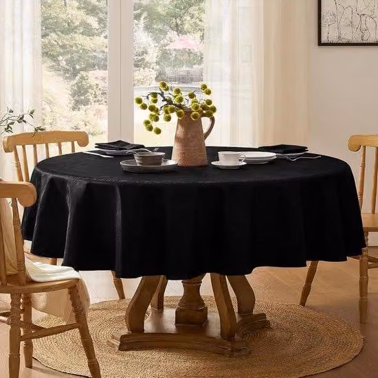 Tovaglietta da tavola in jacquard nero, 120 cm