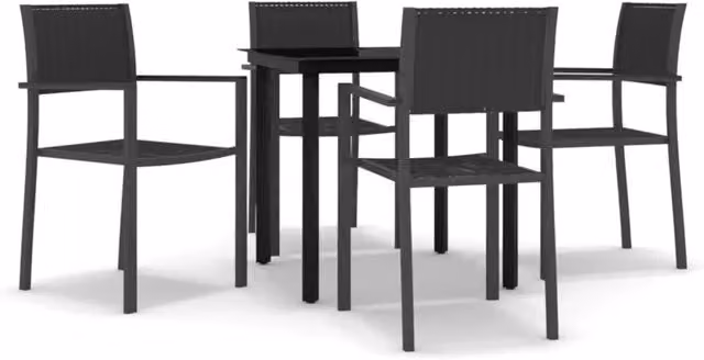 Set da Pranzo da Giardino 5 pz | Set Salotto da Giardino Nero