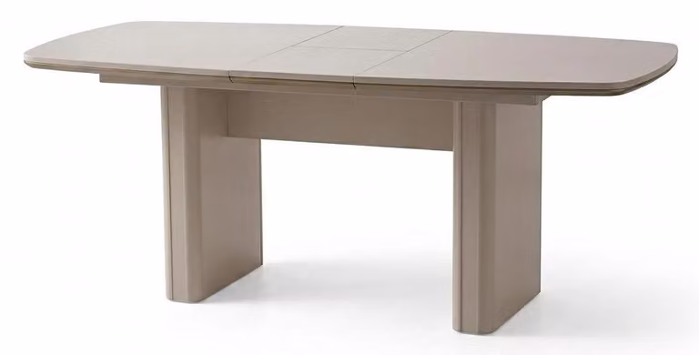 Tavolo da pranzo moderno, beige-grigio, geometrico, allungabile, funzionale ed elegante