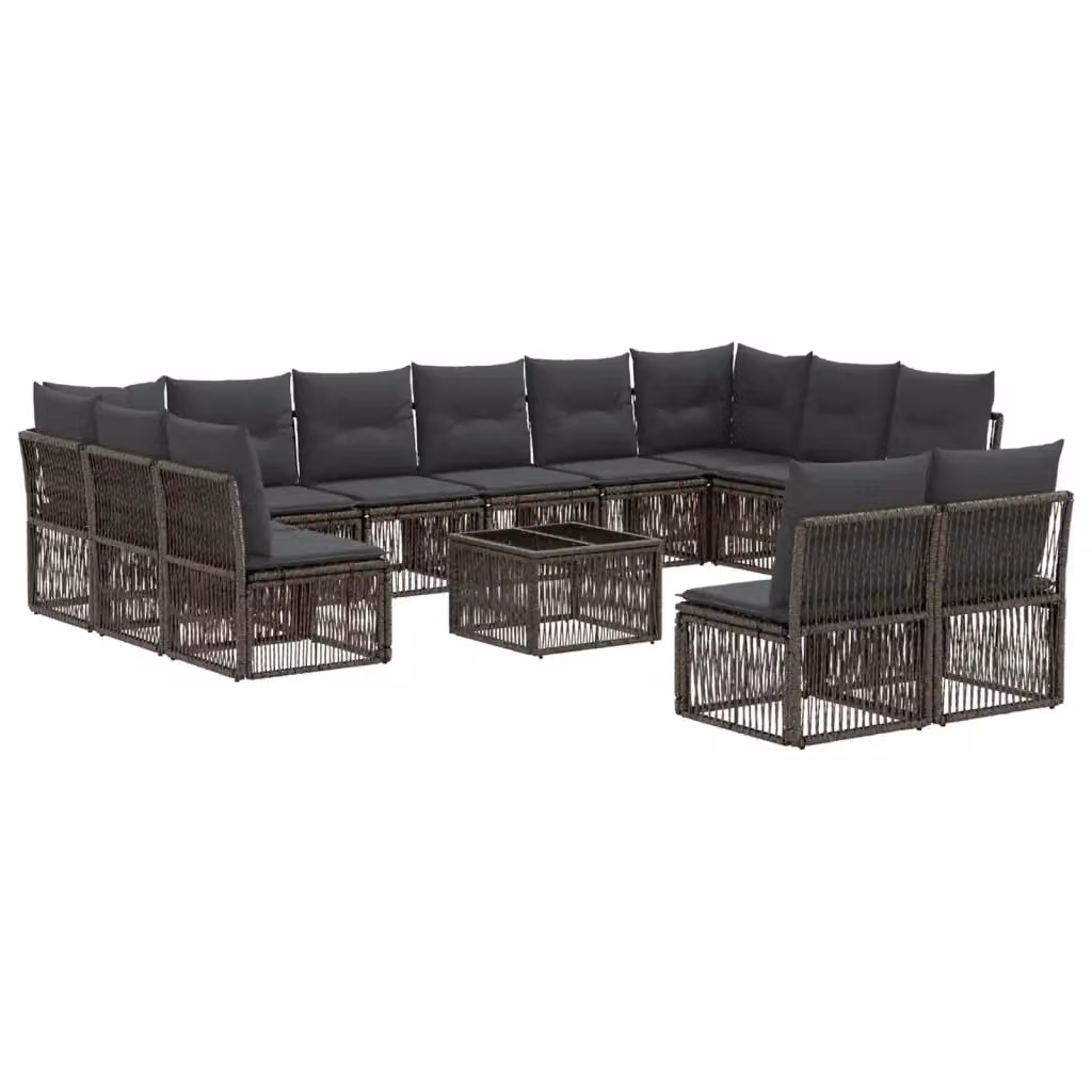 Set Divano da Giardino a L con Tavolino vidaXL, 13 Pezzi in Polyrattan Grigio con Cuscini e Coperture Rimovibili – 2