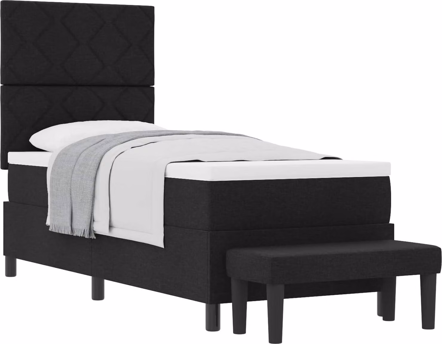 Letto a molle con testiera Nero 80 x 200 cm Tessuto