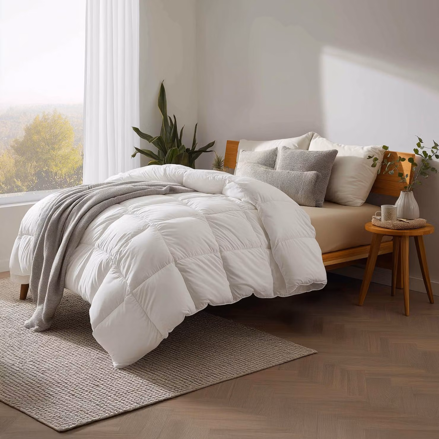 Copertura per letto in bambù, misura queen, 228x228 cm, adatta a tutte le stagioni