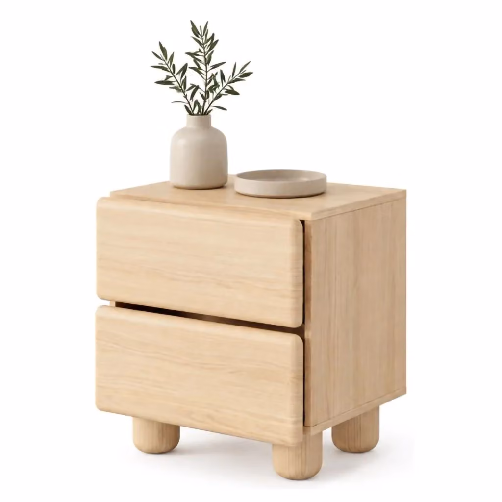 Comodino DMORA Hani con 2 cassetti in legno color rovere e beige L: 50 cm, P: 38 cm, H: 52 cm – 2