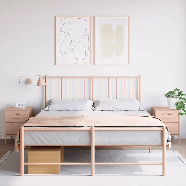 Set di 2 comodini Design Mania in metallo rosa con cassetti, stile industriale, L/P/H: 36 x 39 x 50,5 cm