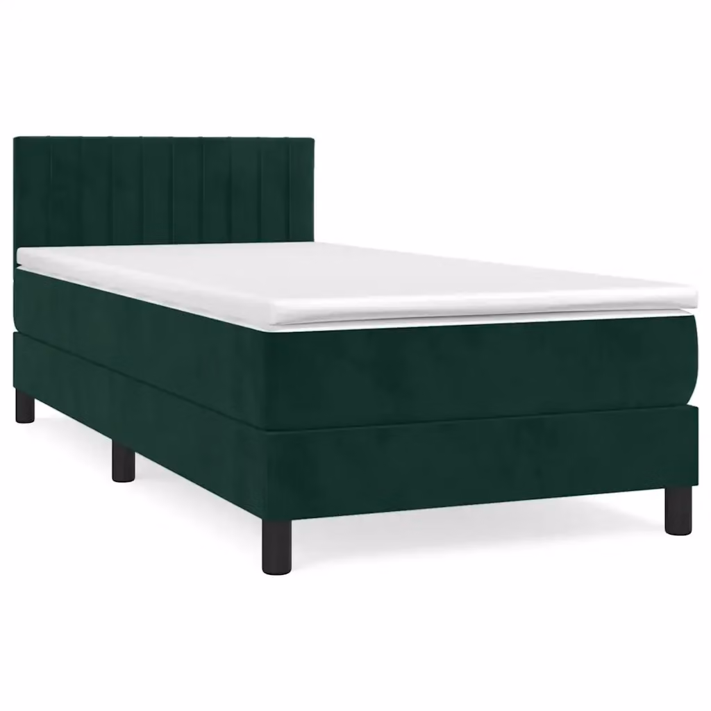 Letto Ibrido con Giroletto a Molle e Materasso vidaXL in Velluto Verde Scuro, L 80 cm x P 200 cm x H 203 cm – 2