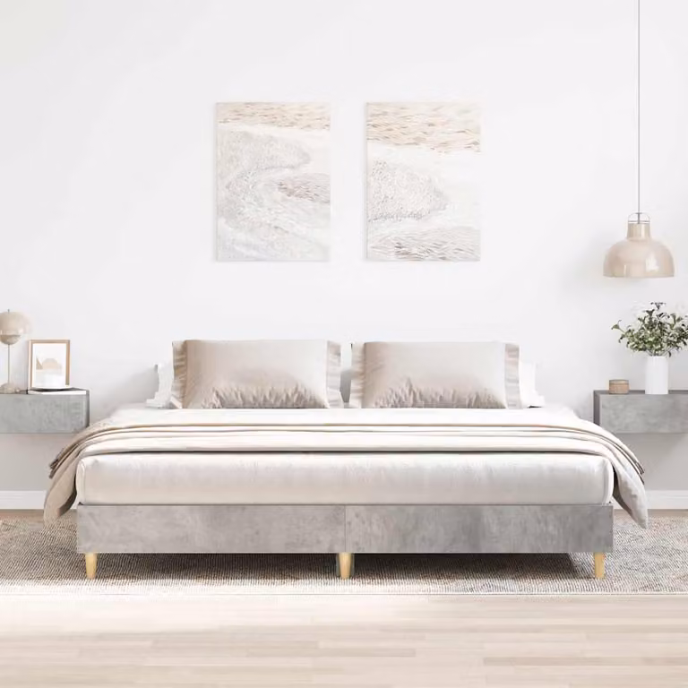 Giroletto vidaXL senza materasso in grigio cemento con doghe fisse in legno L/P: 180 x 200 cm