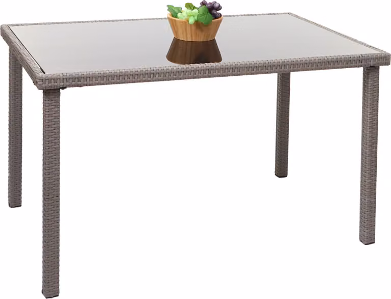 Tavolo in poly-rattan HWC-G19, tavolo da giardino tavolo da balcone, 120x75cm ~ grigio