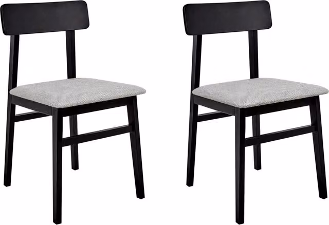 Set di 2 sedie da pranzo BELIANI con struttura in legno di gomma nero e seduta in tessuto grigio chiaro, design retrò senza braccioli – 1