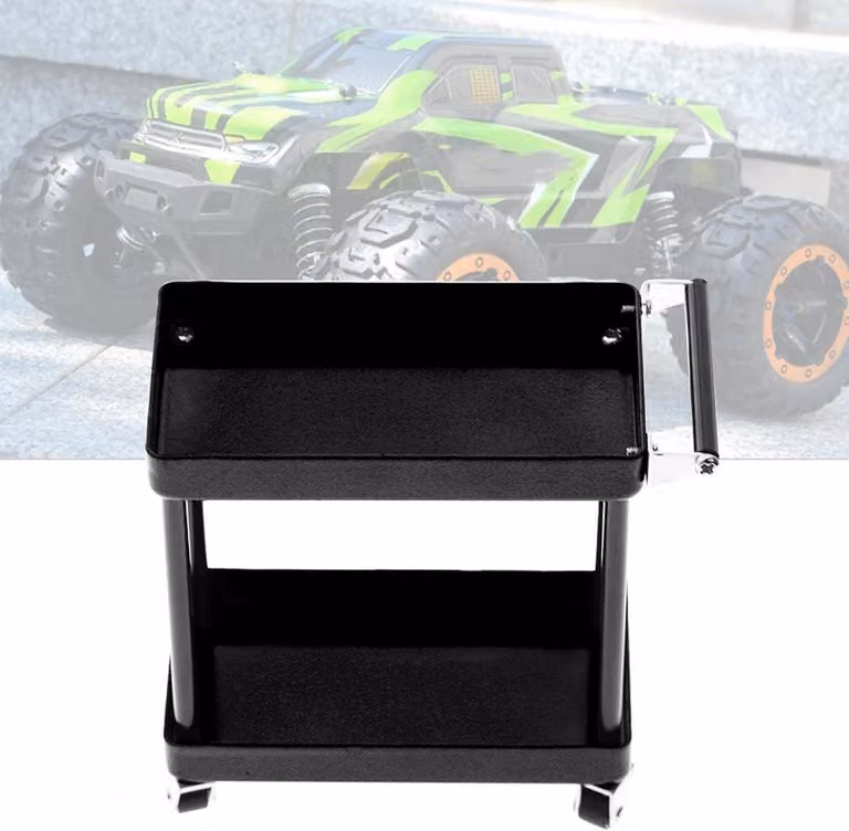 Carrello portattrezzi per accessori RC - Resistente e facile da assemblare - Organizzatore per officina e garage (nero)