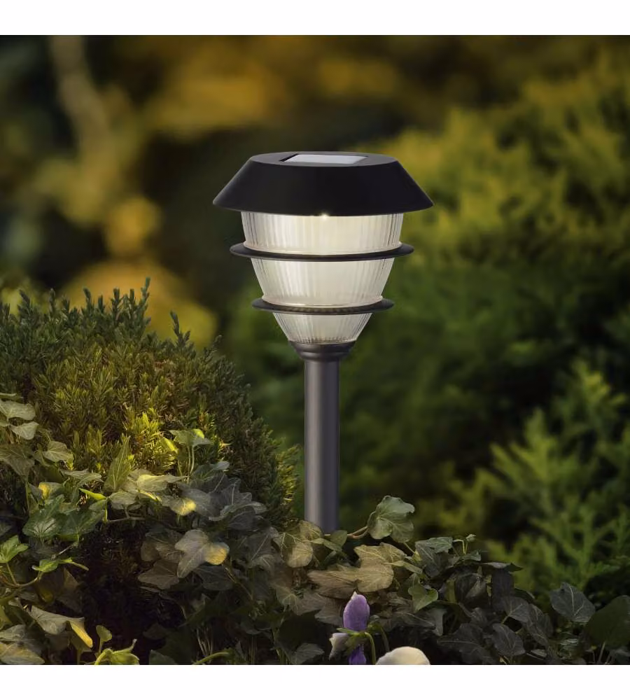 KAEMINGK Faretto Solare Giardino Picchetto Nero H41 cm Luce Calda