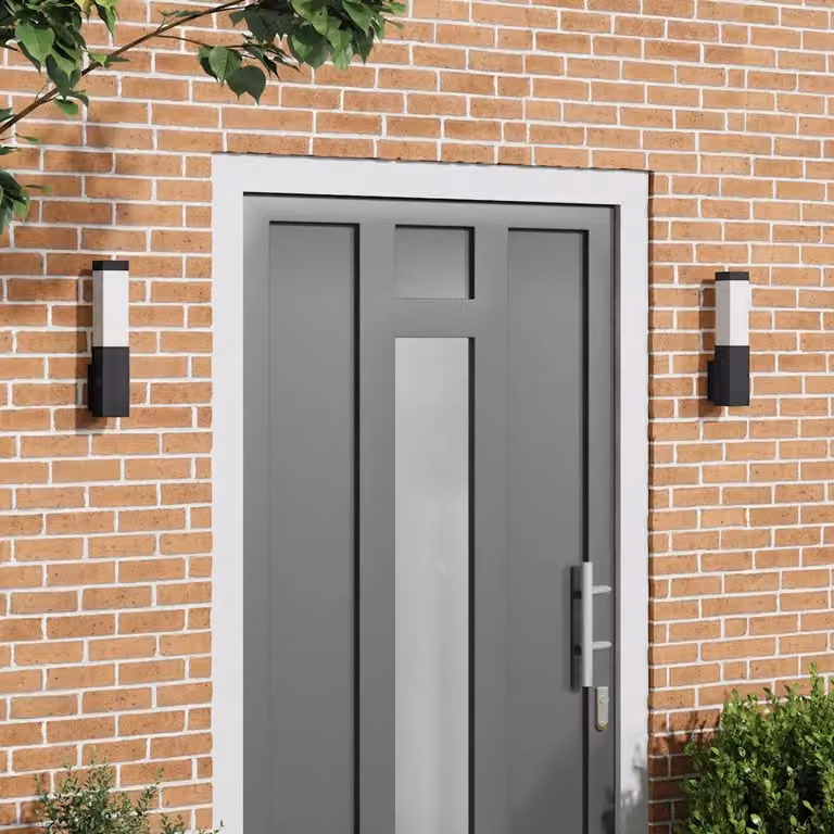 Set di 2 lampade da parete esterne vidaXL nere in metallo con design moderno e illuminazione up-down, L/P/H: 10,5 x 6 x 33 cm