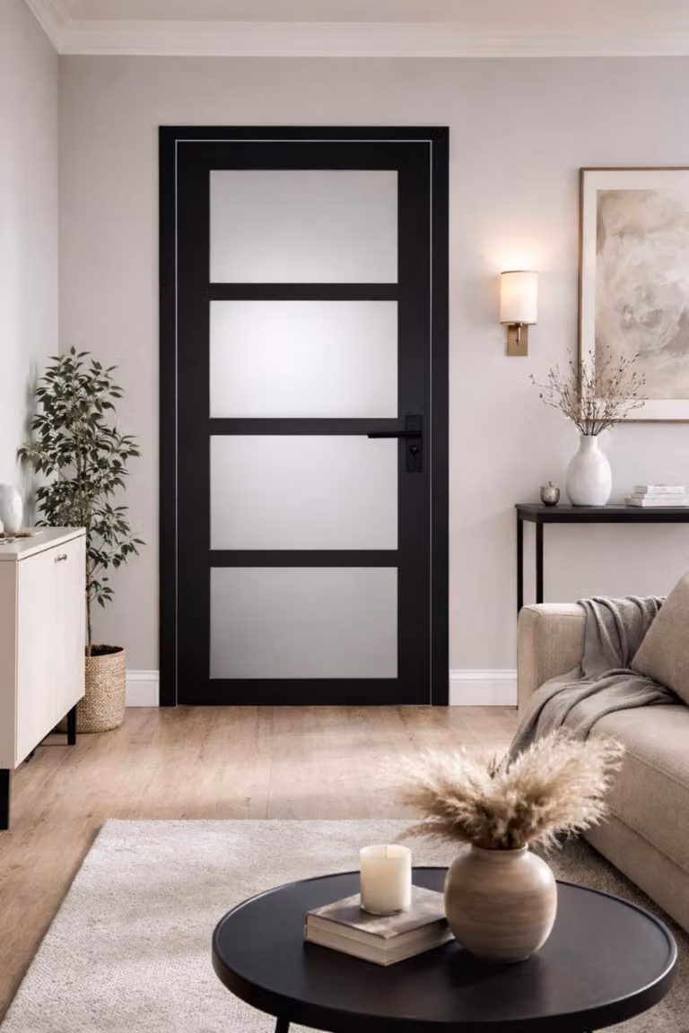 Bloc Porta Telia Nero Vetrata H204 x L83 cm Cintura Tavolo P.gauche, maniglia GD MENUISERIES