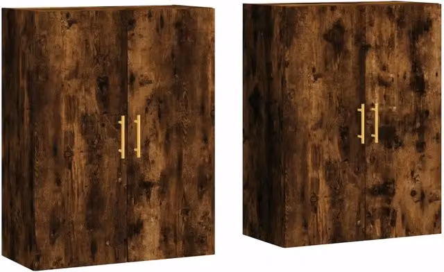 Armadietto a Muro | Mobili a Parete 2 pz Rovere Fumo 69,5x34x90 cm