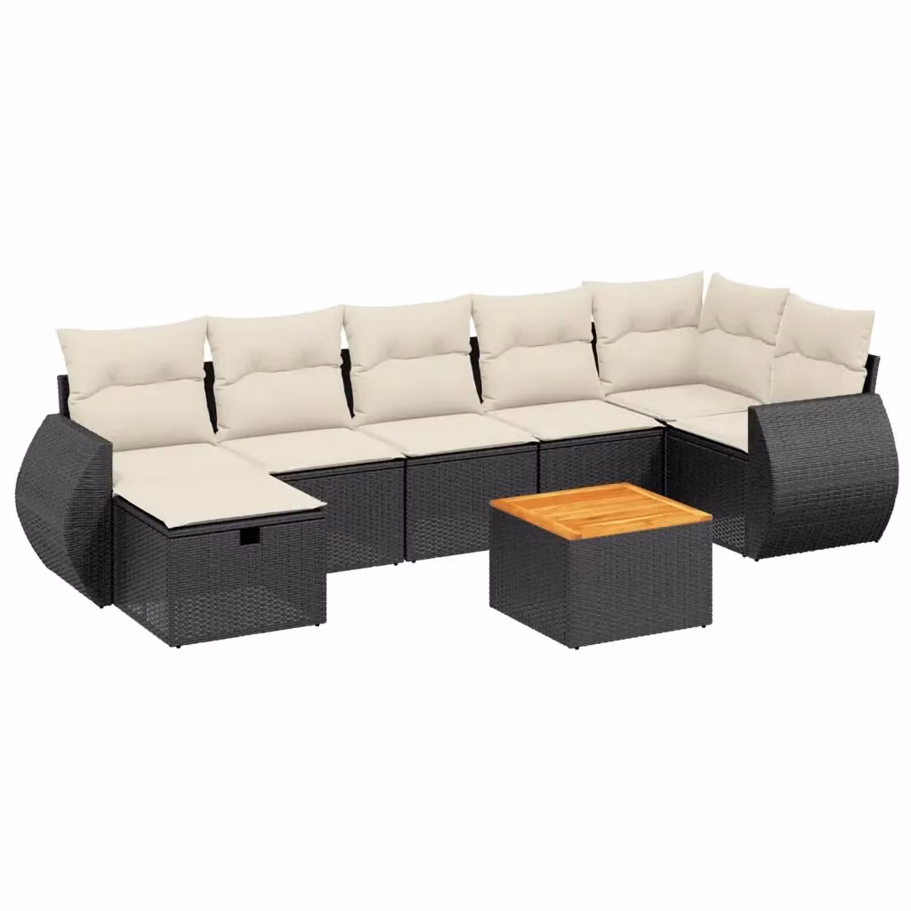vidaXL Set Divani da Giardino a L con Cuscini 8 pz Nero in Polyrattan e Acciaio – 2