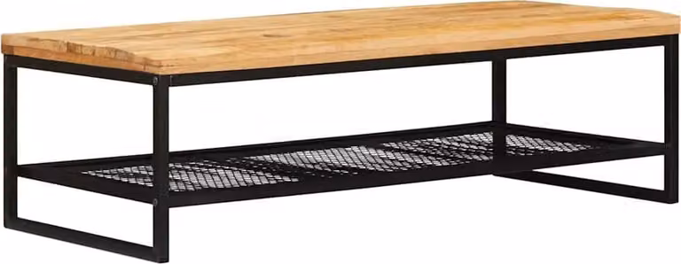 Tavolino da salotto Marrone e Nero Legno di mango massello