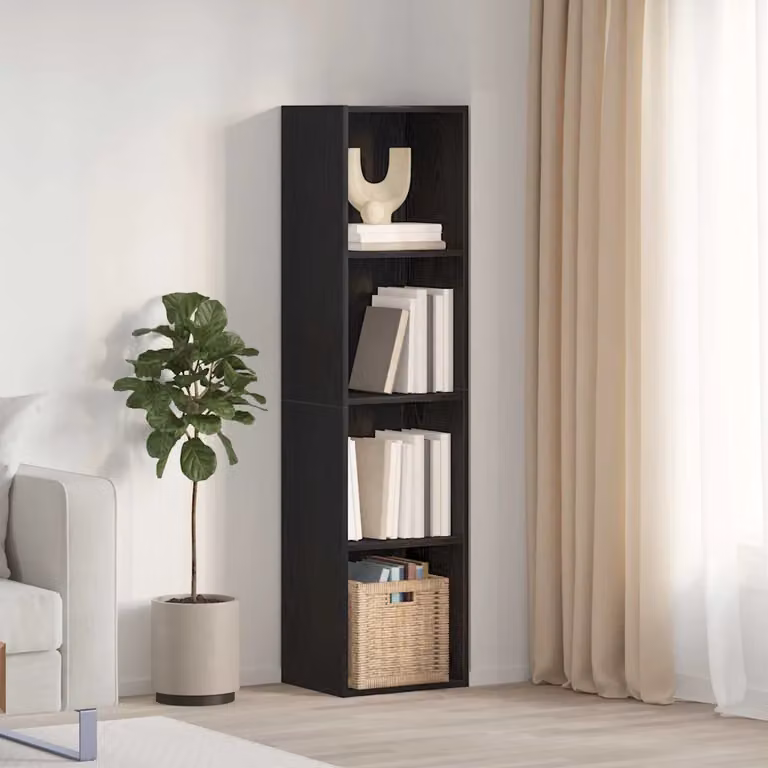 Armadio per libri a parete vidaXL moderno in MDF, Nero e Marrone, L 143 x P 30 x H 36 cm