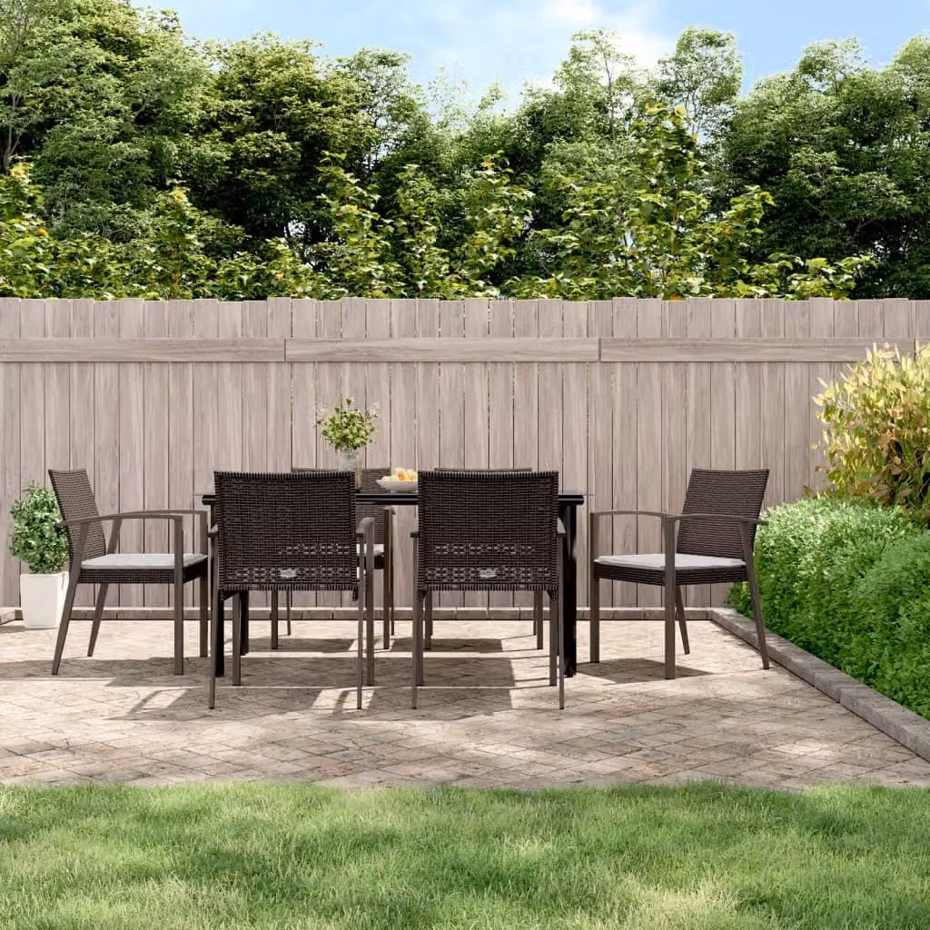Maison Exclusive - Set Pranzo da Giardino 7 pz con Cuscini in Polyrattan e Acciaio