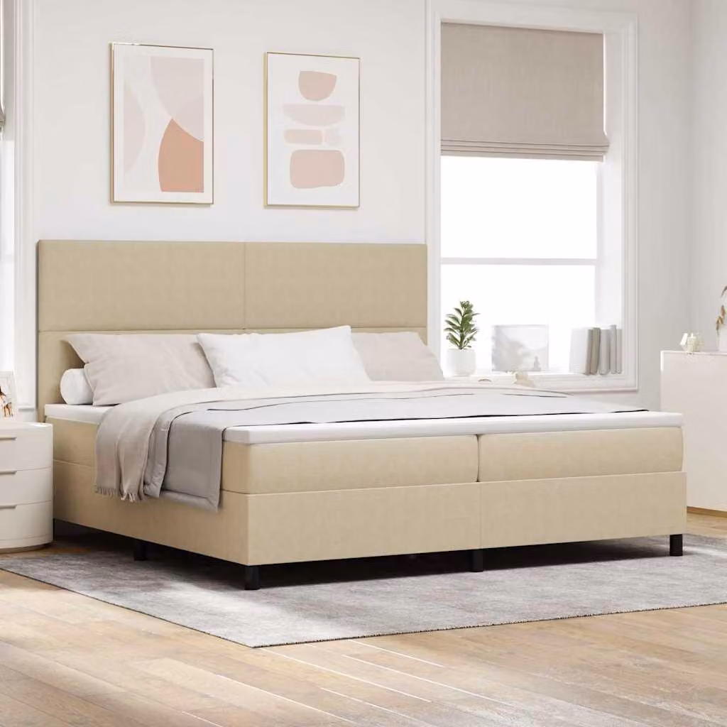 Maison Exclusive - Letto boxspring grigio chiaro e bianco 200 x 200 cm in velluto