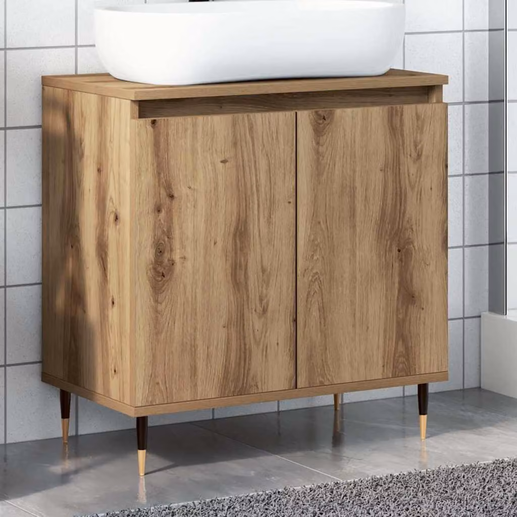Mobile da bagno vidaXL in stile industriale color marrone, L: 58 cm, P: 33 cm, H: 60 cm