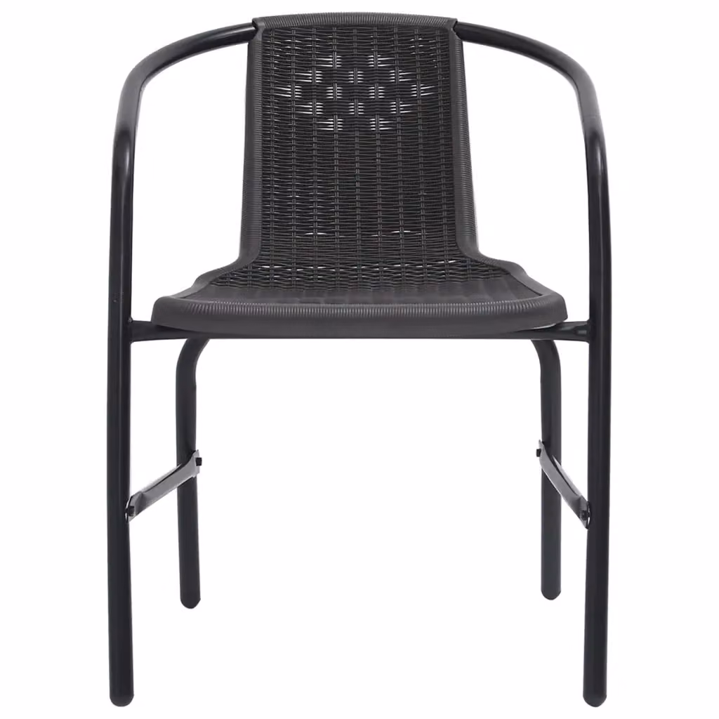 Set di 4 sedie da giardino vidaXL impilabili in rattan nero con braccioli e struttura in acciaio verniciato a polvere – 2