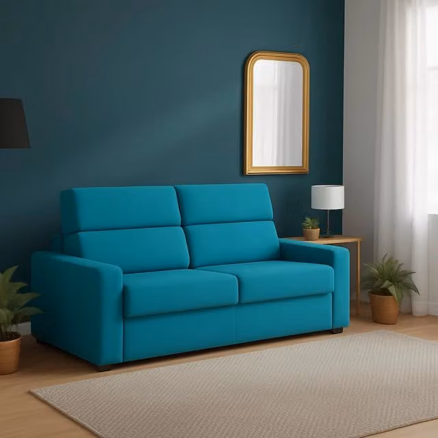 Divano Letto 2 Posti Sonico DMORA Made in Italy, Azzurro, L: 200 cm, P: 95 cm – 1