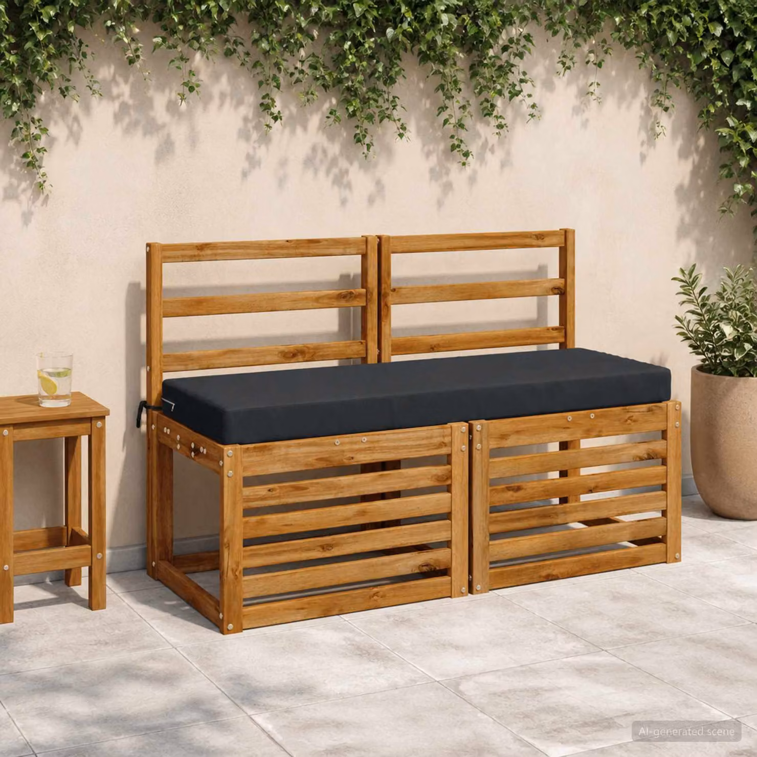 Set di 2 cuscini per panchina vidaXL SOEST in poliestere, blu o antracite, L 110 x P 40 x H 8 cm
