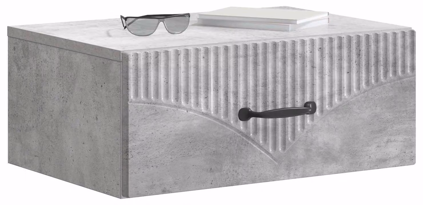 Mobiletto da notte a muro Grigio Cemento 49 x 34,5 x 20 cm