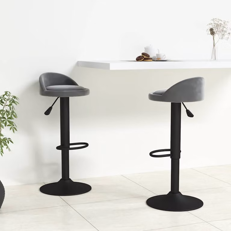 Set di 2 sgabelli da bar vidaXL in velluto verde scuro con base girevole a 360 gradi
