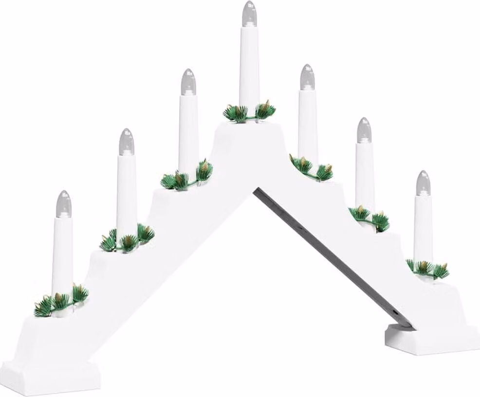 Ponte con Candele di Natale con 7 LED Bianco 39.5 x 5 x 29 cm