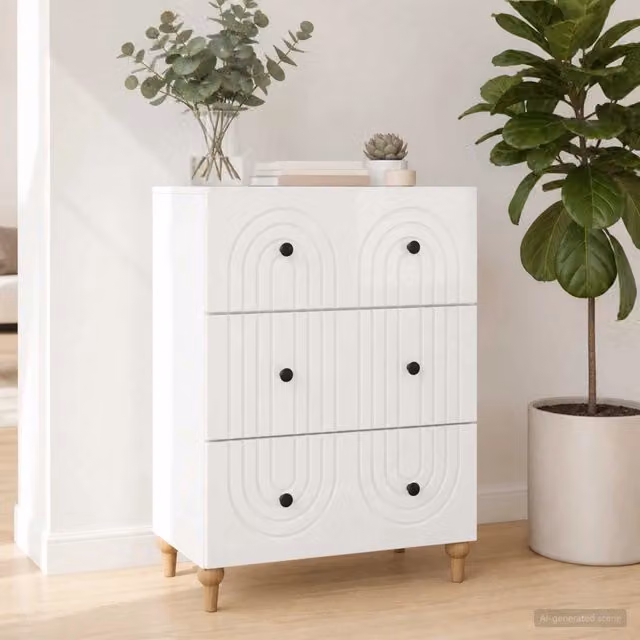 Mobile con Cassetti Moderno vidaXL Bianco Lucido L: 66 cm, P: 34,5 cm, H: 90 cm – 1