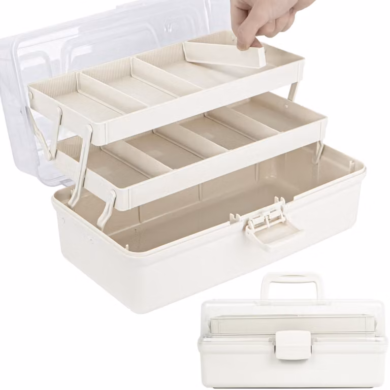 Contenitore multifunzionale con 3 scomparti e maniglia, 37 cm
