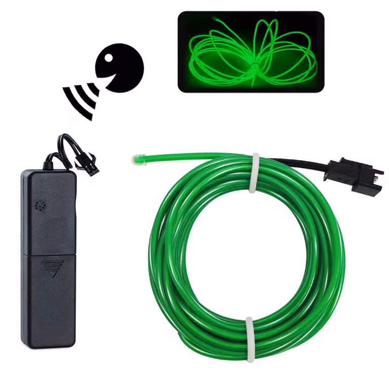 EL-Draad, erba sintetica verde, 2,75 metri, controllo vocale, luce continua, flash, alimentazione a batteria