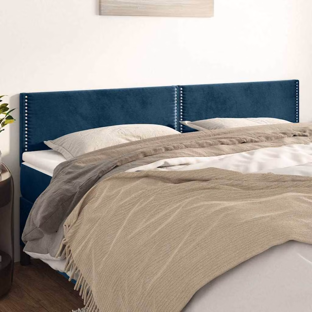 Testiera per letto vidaXL in velluto blu scuro L: 200 cm, P: 5 cm, H: 78-88 cm