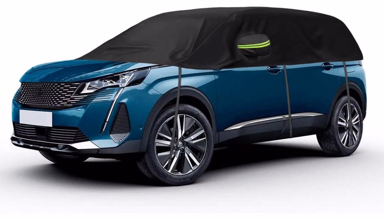 Copertura parziale per auto, compatibile con Peugeot 5008 (modelli T87/P87) dal 2009 al 2024, realizzata in tessuto resistente, adatta a tutte le condizioni atmosferiche, riflettente, impermeabile e con protezione UV