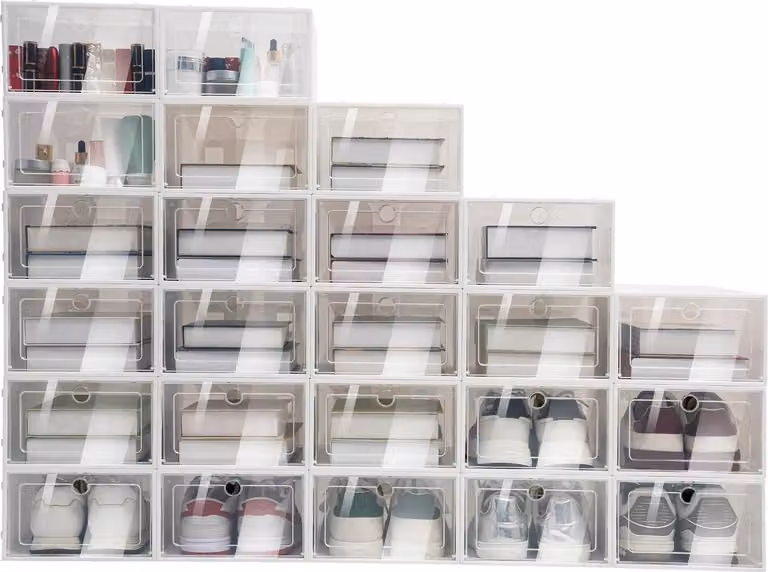 Scatola per scarpe, design impilabile, conservazione senza polvere, 24 pezzi