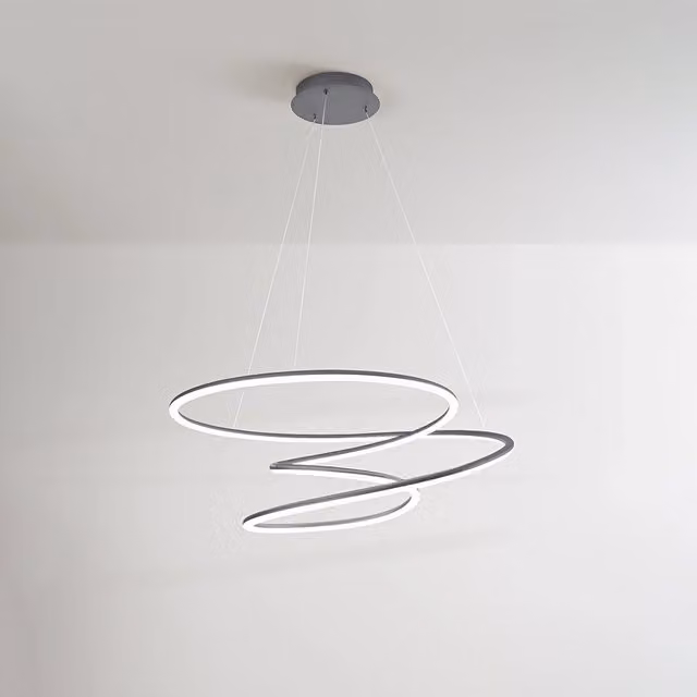 Sospensione Moderna Spira Metallo Grigio Led 96W Dimmerabile Ip20