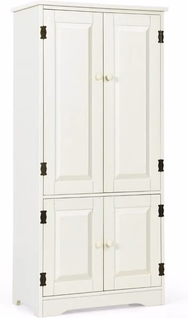 Armadio verticale a doppia anta con ripiani interni in legno e MDF, modello Design In, colore beige opaco per soggiorno, camera da letto o bagno – 1
