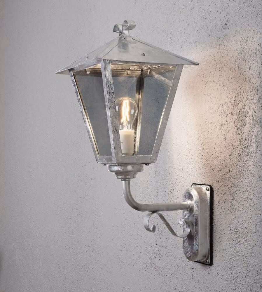 Lampada da parete Konstsmide Benu in acciaio zincato con vetro acrilico color fumo