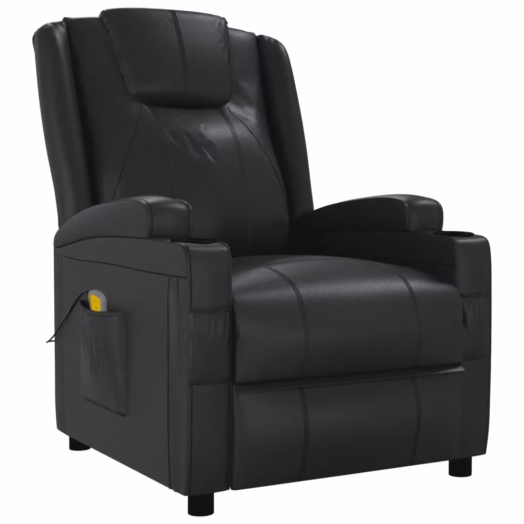 Poltrona Relax Recliner vidaXL in Similpelle Nera con Braccioli – 2