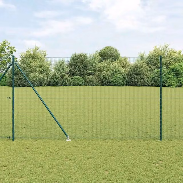 Recinzione in rete saldata con punte vidaXL, rivestimento in PVC, colore verde, L: 25 m, H: 1,5 m