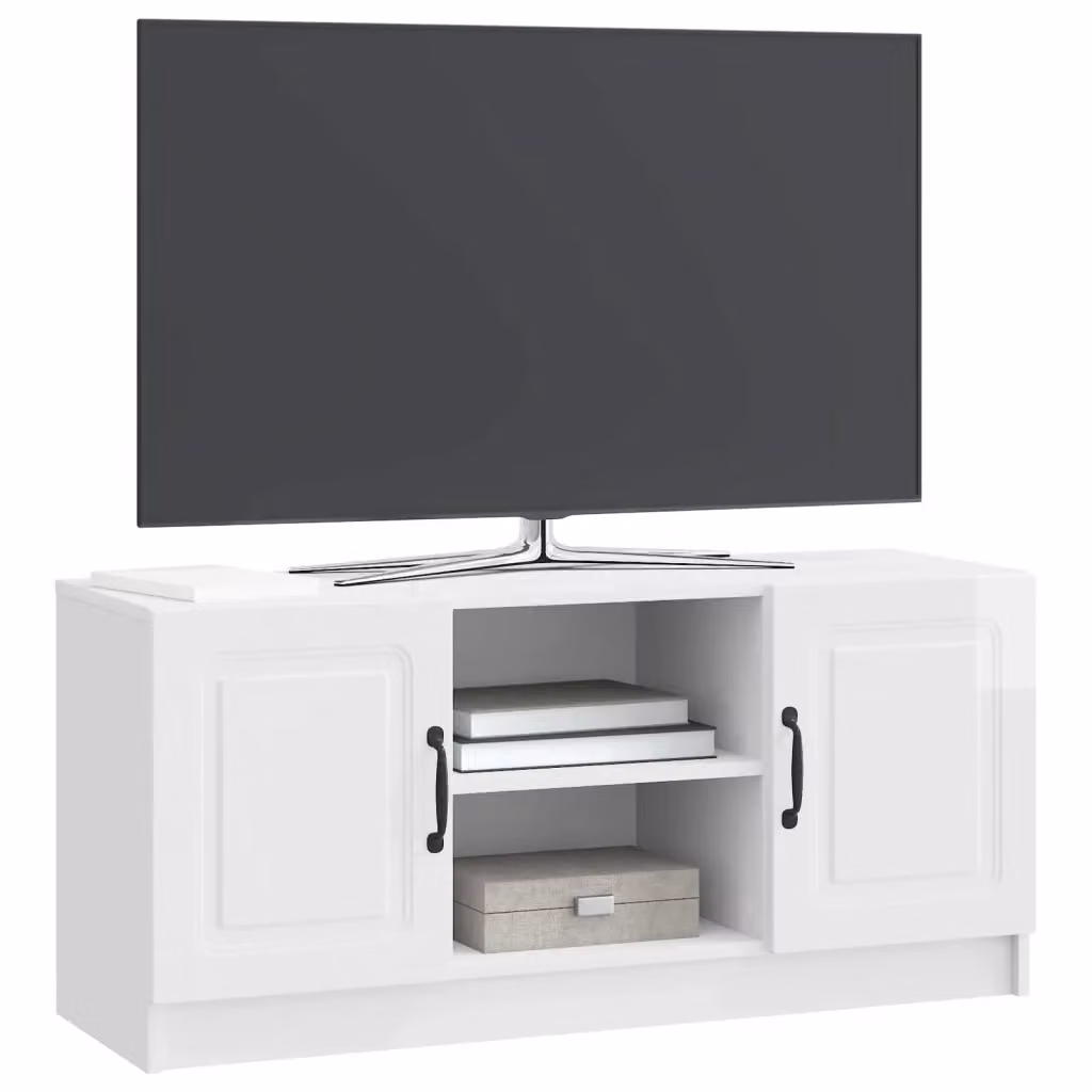 Mobile TV e credenza moderna DESIGN IN in legno MDF bianco lucido L: 102 cm, P: 34,5 cm, H: 47 cm – 2