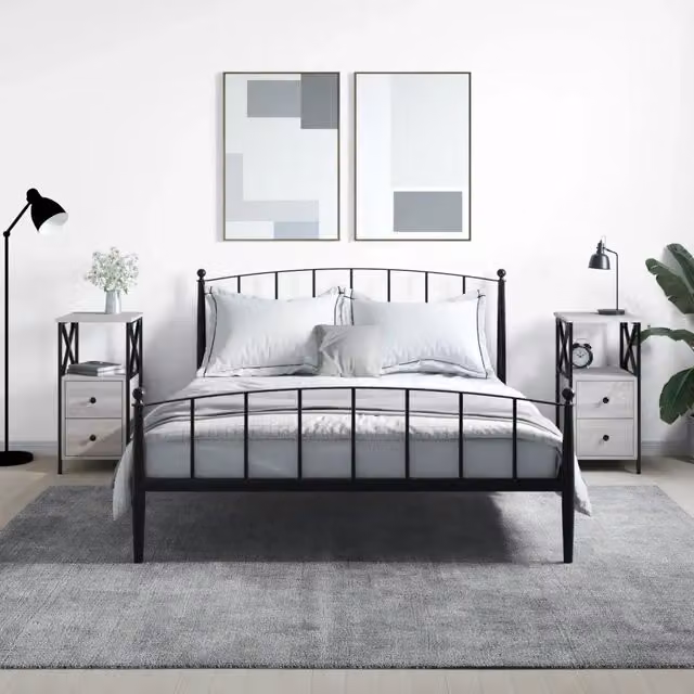 Set di 2 comodini sospesi Design Mania in legno e metallo, colore grigio opaco, L/P/H: 34 x 35,5 x 70 cm – 1