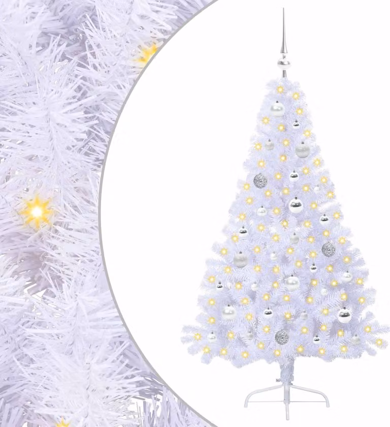 Albero di Natale artificiale Bianco 150 cm PVC e Acciaio