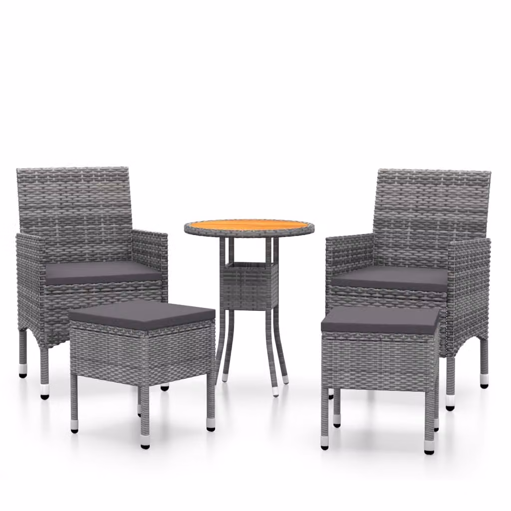 Set Divani da Giardino 5 pz in Polyrattan Grigio